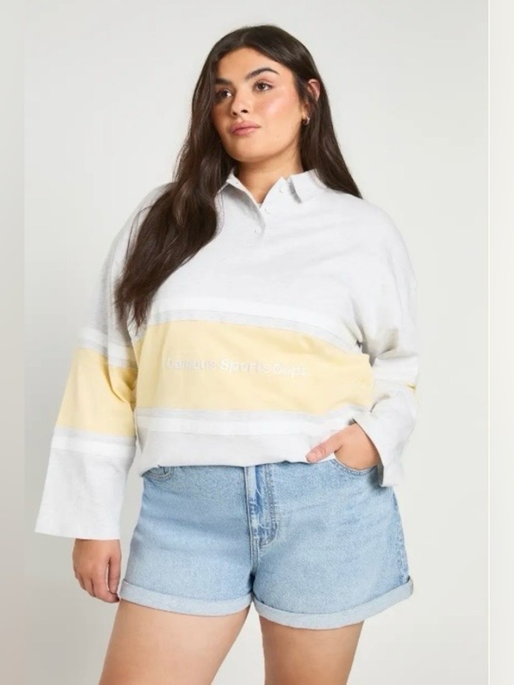 PRETTY LITTLE THING BOOHOO PLUS DENIM MOM SHORT